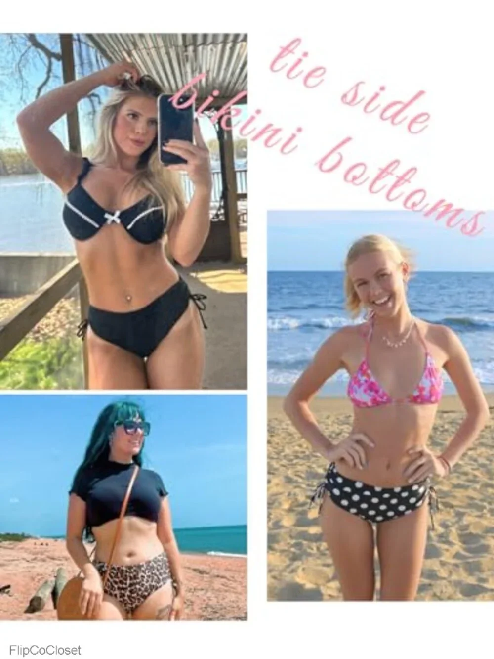 Mid Waisted Full Coverage Swim Bottoms with Adjustable Tie Side